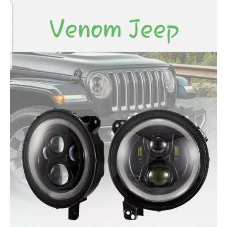9 inch LED Halo Headlights for 2018 to 2022 Jeep Wrangler and Gladiator